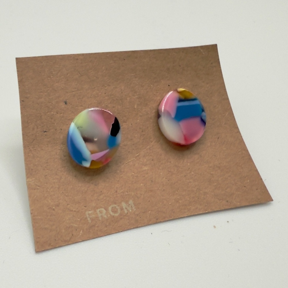 Colorful Round Stud Earrings